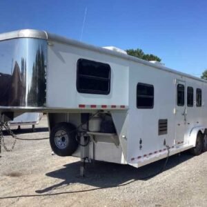 Used 2007 Kiefer Built 7310LQ 3 Horse Trailer with 7′ Short Wall