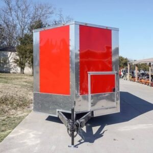 8.5 x 22 Red V-Nose BBQ Porch Concession Trailer