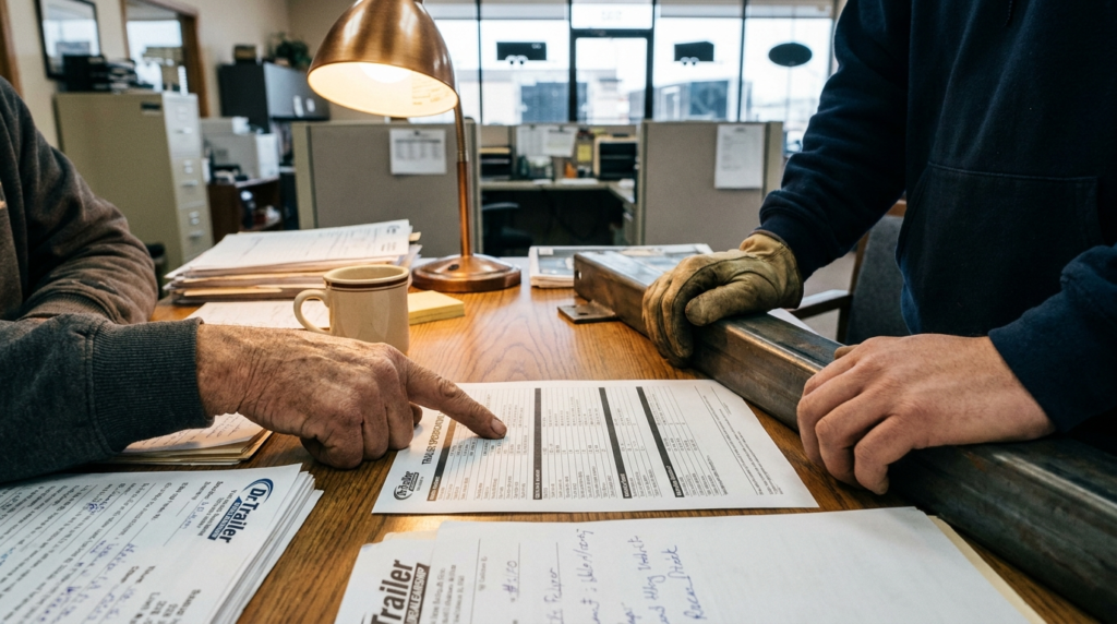 Trusted advisor reviewing trailer specifications with customer at PrimeLoad Trailers