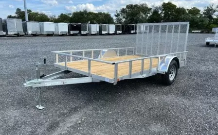 Carry-On 7x12 aluminum utility trailer with wood deck and rear ramp gate